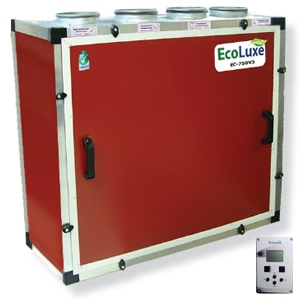 Энергоэффективная вентиляционная установка с рекуператором тепла и влаги EC-750V3 на 700 кубов для квартиры или офиса